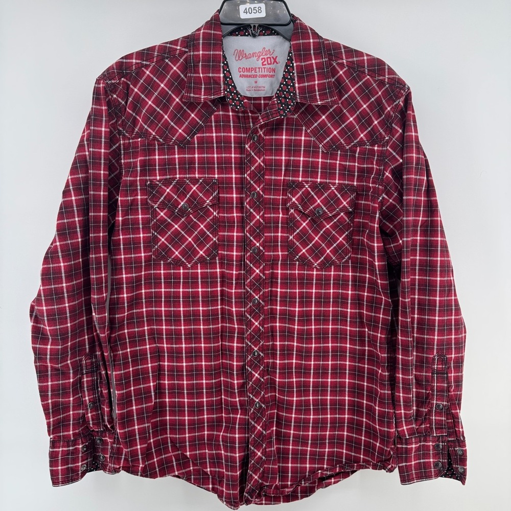 Wrangler 20X Competition Advanced Comfort Shirt Mens Medium Red Black Plaid